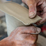 Daniel Boyle at work in his pottery 2019